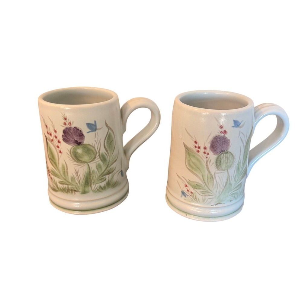 Vintage Buchan Scotland Thistleware 187/10 Stoneware Tankard Mugs Set 2 Scottish